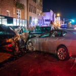 multiple car crash night city emergency severe damage